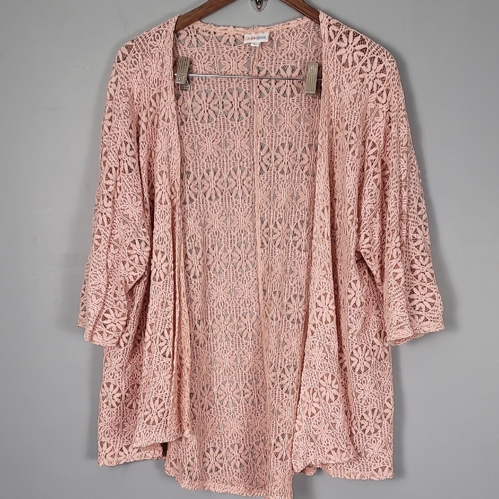 LulaRoe Chic Pink Lace Kimono Cardigan